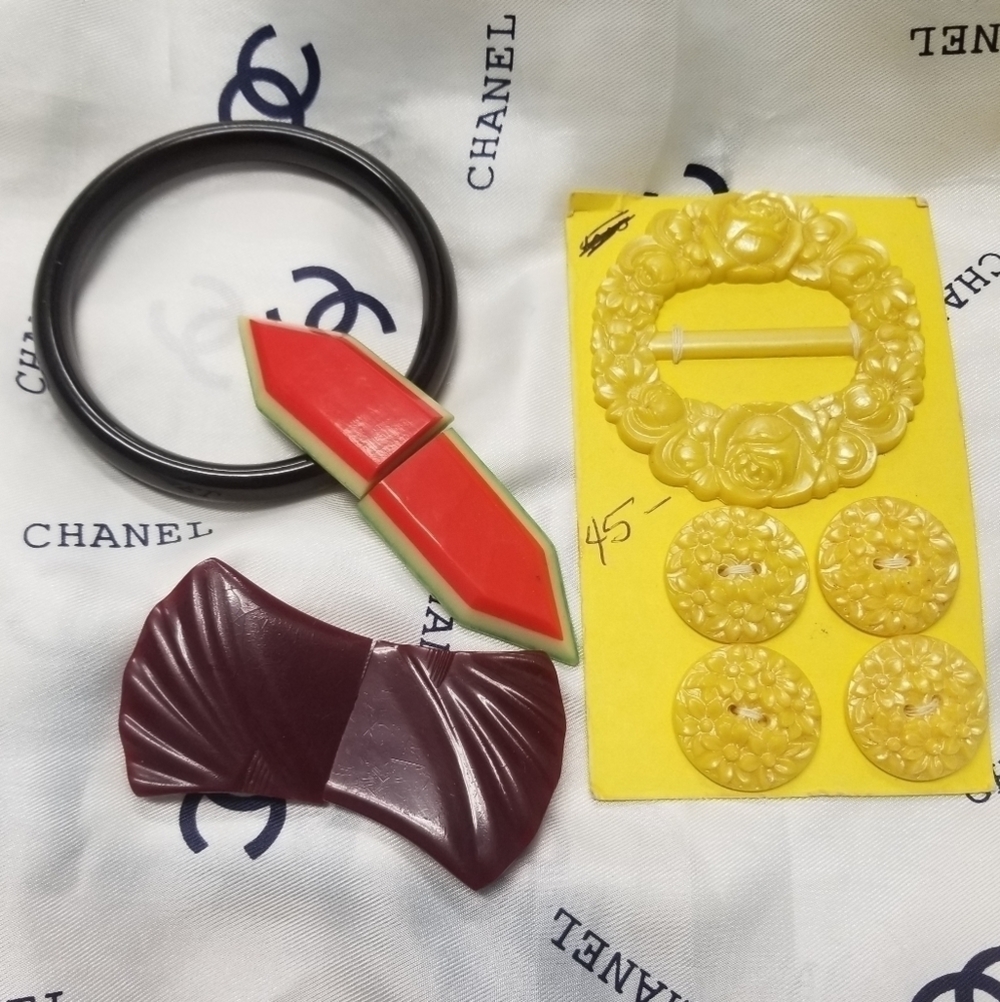 Rare OLD Celluloid Buckle Button Lot